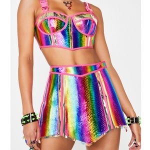 Club Exx Prismatic Empress Holographic Skirt